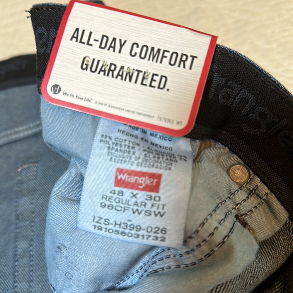 Wrangler Performance Series Regular Fit Cotton Stretch Denim Jeans 48x30 NWT - Picture 5 of 13